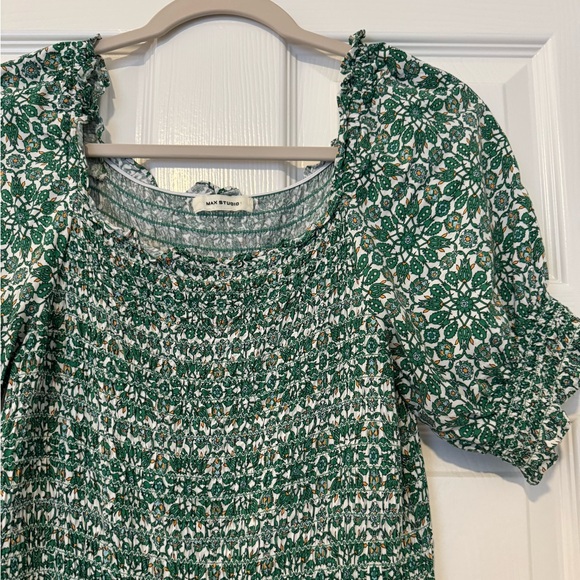 Max Studio Green/White Pattern Dress Large - Picture 1 of 3